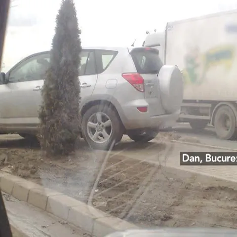 Un şofer a ales varianta off-road pe trotuar