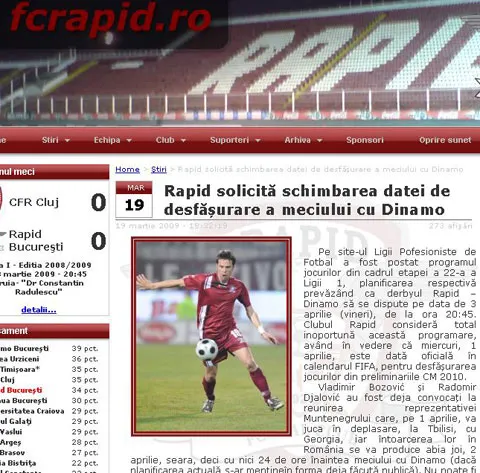 Rapid cere LPF modificarea datei de disputare a derby-ului cu Dinamo
