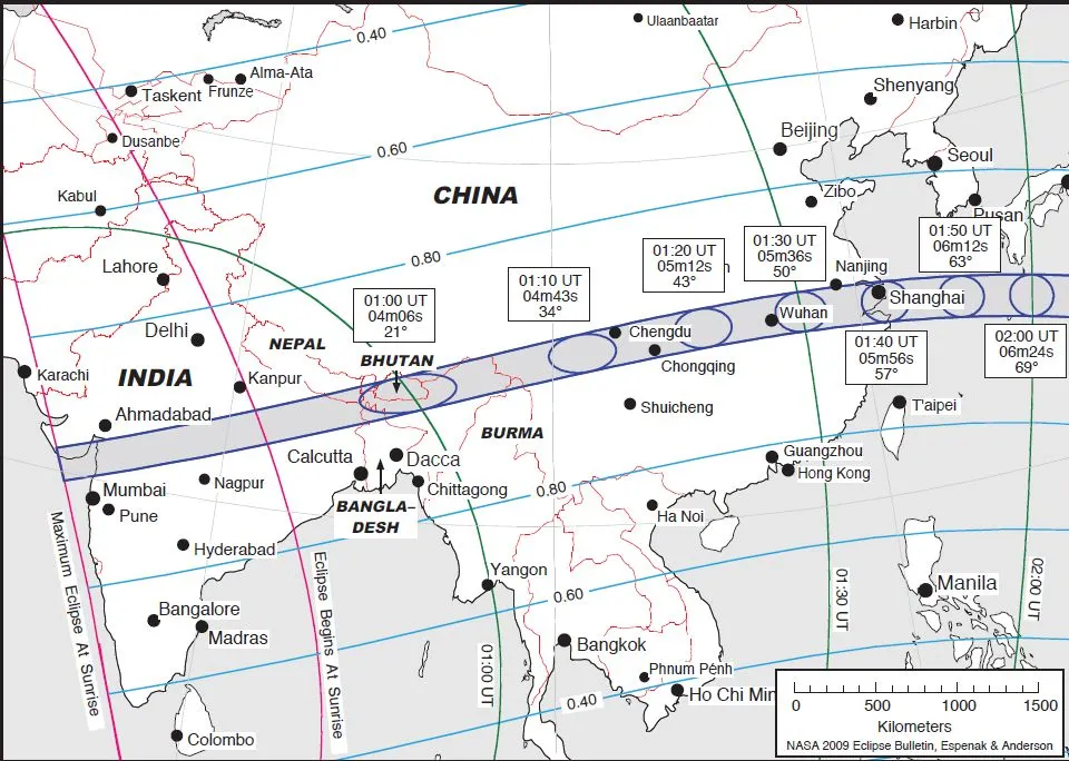 Cea mai mare eclipsă de Soare a secolului a fost vizibilă pe 22 iulie, în Asia şi Oceanul Pacific