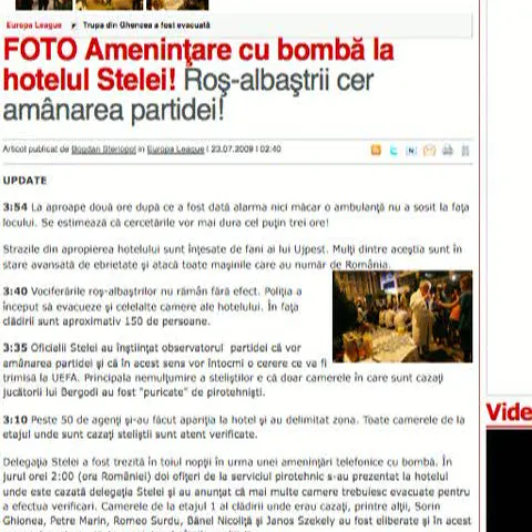 Ameninţare cu bombă la hotelul în care este cazată Steaua. Jucătorii au fost evacuaţi din camere în toiul nopţii!