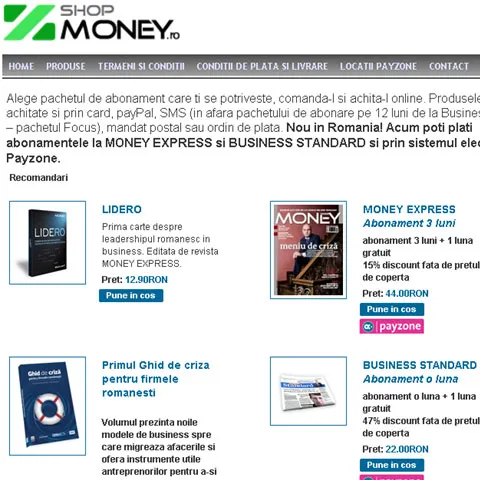 Abonamentele la Business Standard şi Money Express se pot achita şi prin Payzone