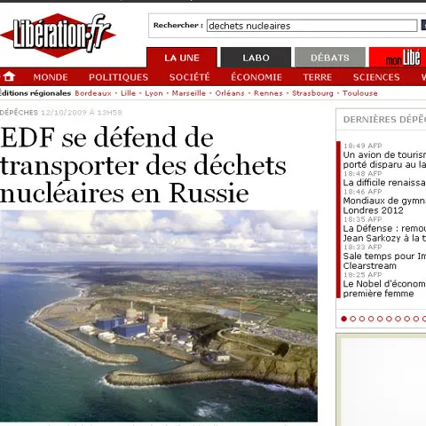 Franţa trimite anual tone de deşeuri nucleare în Rusia