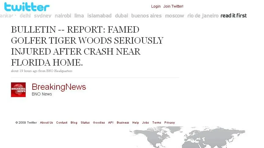 Twitter-ul a luat faţa CNN în anunţarea accidentului lui Tiger Woods