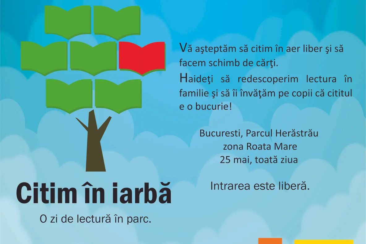 Citim în iarbă. O zi de lectură în parc. Un eveniment pentru toată familia.  