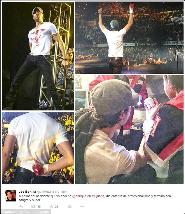 Enrique Iglesias s-a rănit în timpul unui concert şi a continuat să cânte plin de sânge