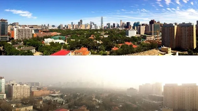 Cum arată cerul din Beijing după două săptămâni de interdicţii impuse maşinilor FOTO