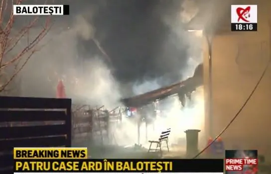 Incendiu de proporţii în Baloteşti: patru duplexuri dintr-un complex rezidenţial,mistuite de flăcări