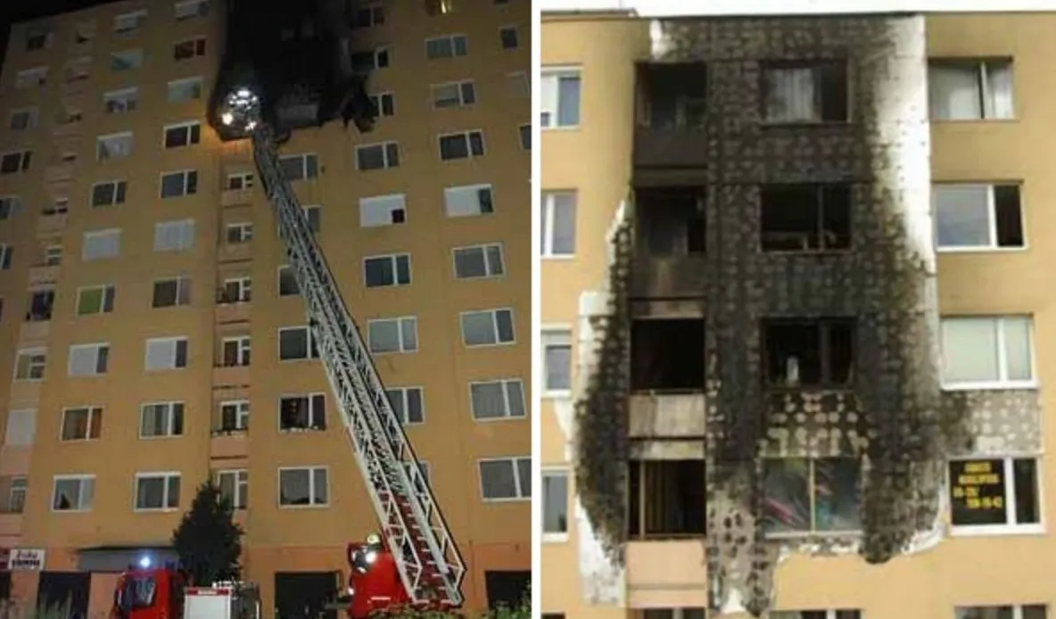 VIDEO Pericolul uriaș care ne pândește chiar în apartamente: uite cum arde un bloc reabilitat termic