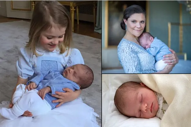 Fotografii adorabile cu noul principe al Suediei, Oscar, în braţele surorii sale de 4 ani