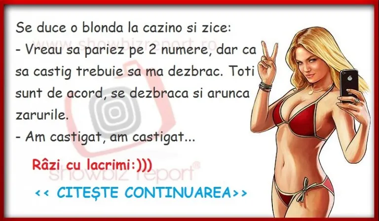 Bancul zilei: O blondă se duce la CAZINO. "O să mă dezbrac..."