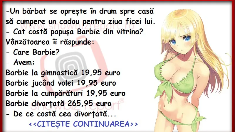 Bancul zilei: Barbie divorțează de Ken :))