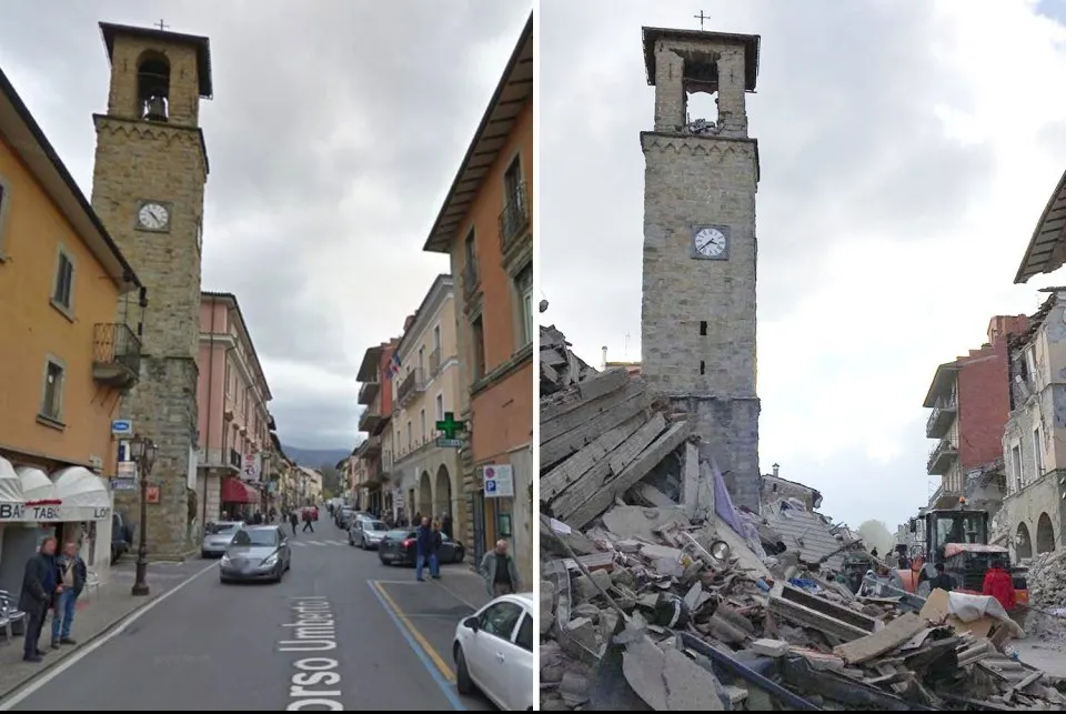Imagini cutremurătoare: Oraşele italiene înainte şi după cutremur