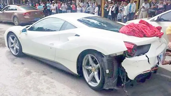 Două mașini Ferrari ultimul răcnet au fost distruse din cauza unui maidanez