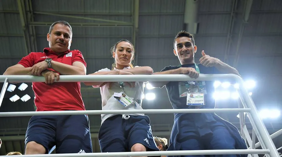 JO 2016 RIO. Imaginea zilei. Marian Dragulescu şi Cătălina Ponor  l-au încurajat pe Andrei Muntean 