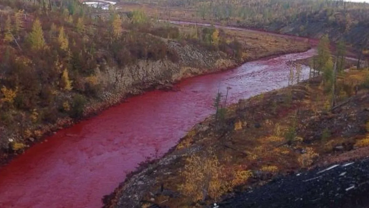 Râul din Rusia care s-a colorat în roşu sângeriu. Mister total asupra cauzei
