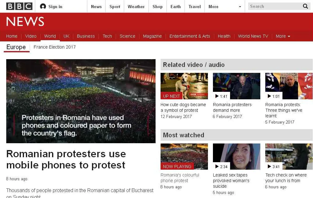 Tricolorul din Piaţa Victoriei face furori în presa străină. BBC laudă creativitatea protestului