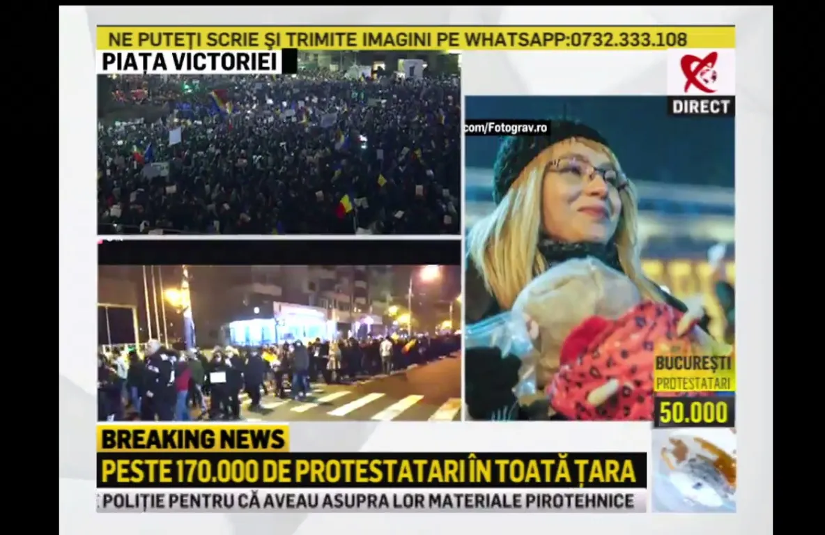 Filmul protestelor de vineri seară: Cuvântul cheie în Piaţa Victoriei a fost ,,SOLIDARITATE"