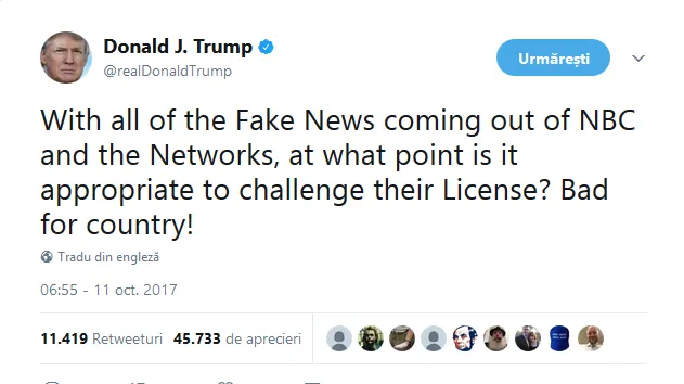 Donald Trump dezlănțuit, vrea să lase NBC fără licență