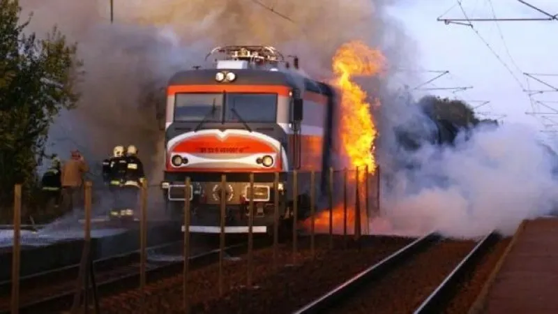 Locomotiva unui tren a luat foc, pe ruta Baia Mare - Bucureşti
