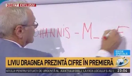Dragnea, după ce a scris ”Iohannis M...E” pe planșă: ”Păi la ce v-aţi gândit?”