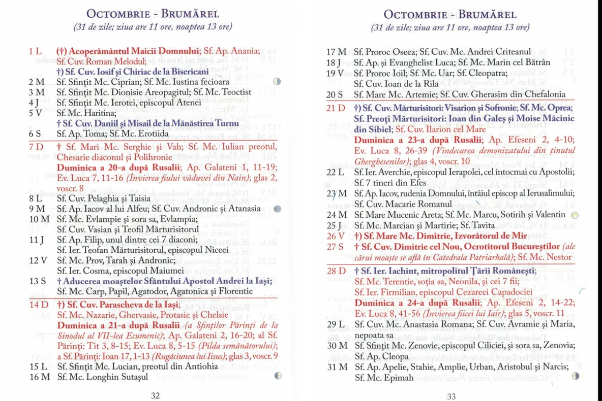 Calendar ortodox octombrie 2018. Cele mai importante sărbători din luna lui Brumărel