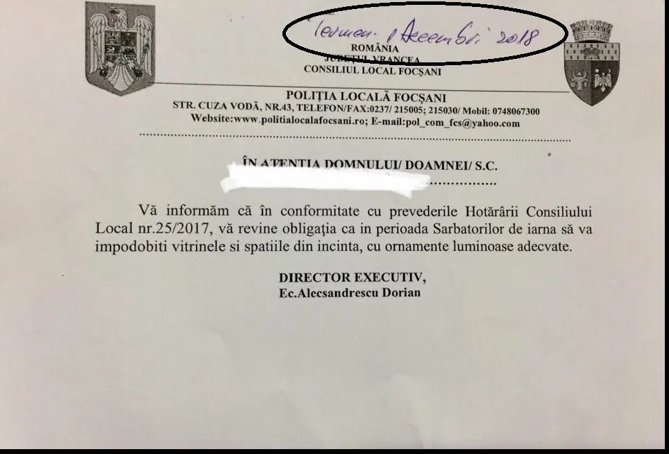 Șeful poliției locale Vrancea, ginerele primarului Misăilă, hărțuiește patronii de magazine