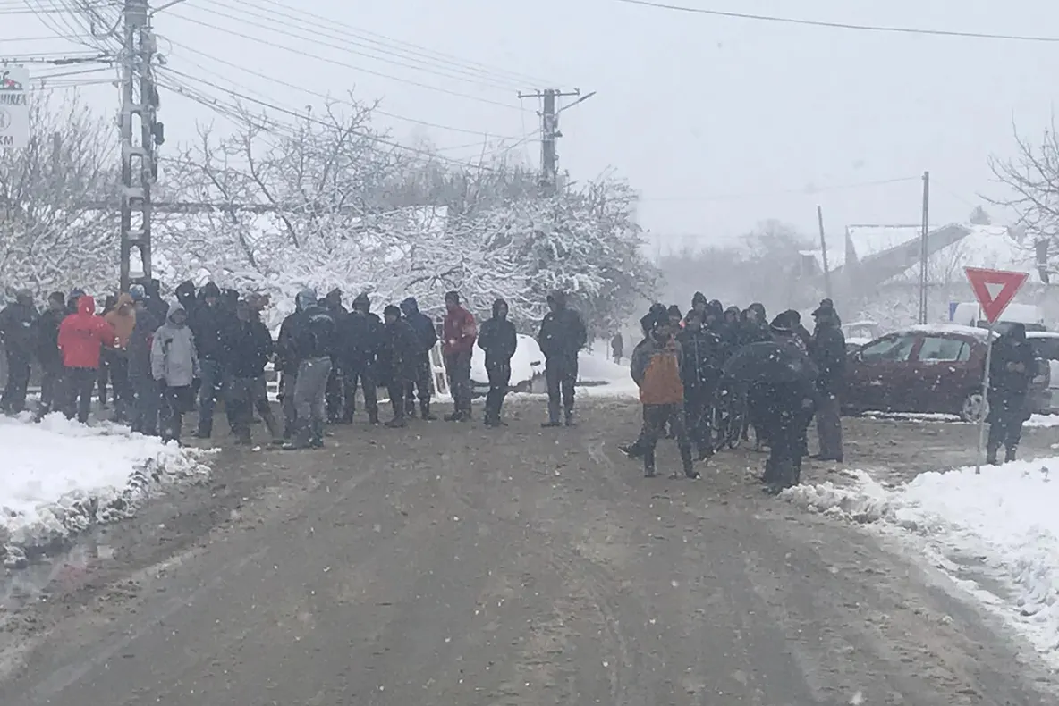 A doua zi de răscoală, la Rusăneşti-Olt. Motivul: pesta porcină. FOTO