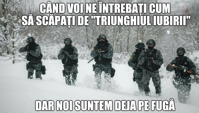 Glume cu mascații, înainte de Valentine's Day, pe pagina de Facebook a Ministerului de Interne