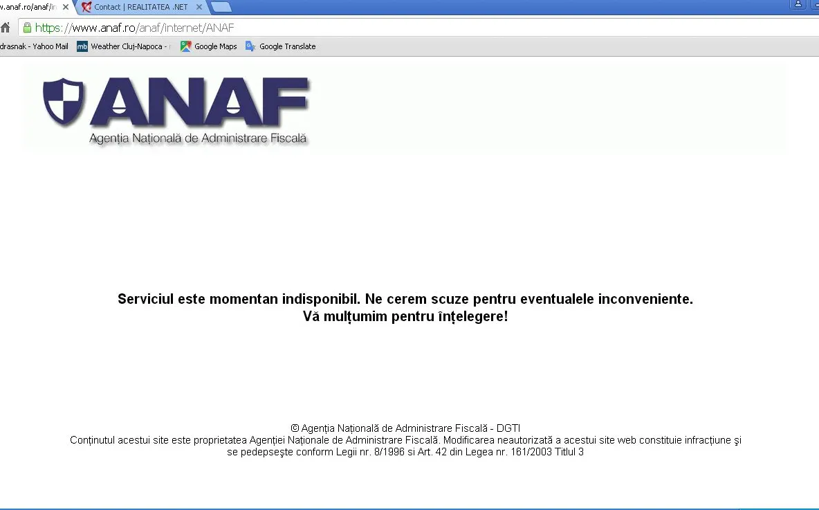 Site-ul ANAF, blocat din nou