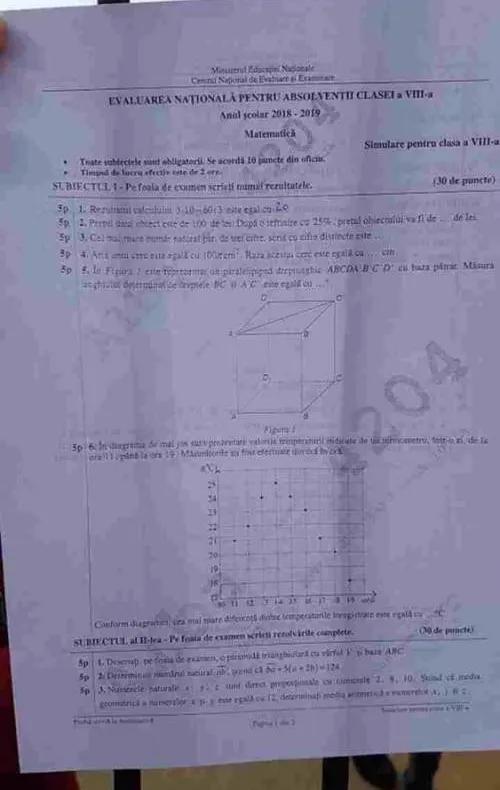 Subiecte EDU.ro simulare 2019 Matematică clasa a 8-a și clasa a 7-a. Baremul de corectare la Mate!