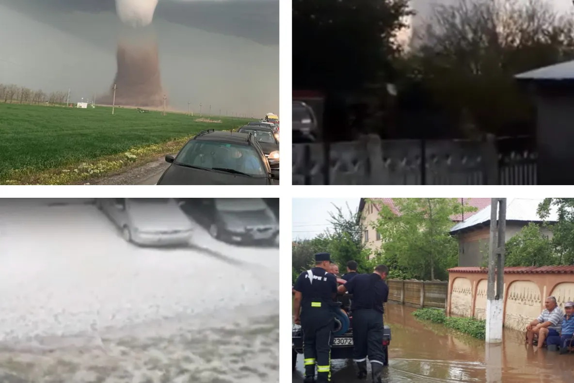 Vremea extremelor: Bucureştiul, lovit de furtună, potop pe A1 şi A2 (VIDEO)