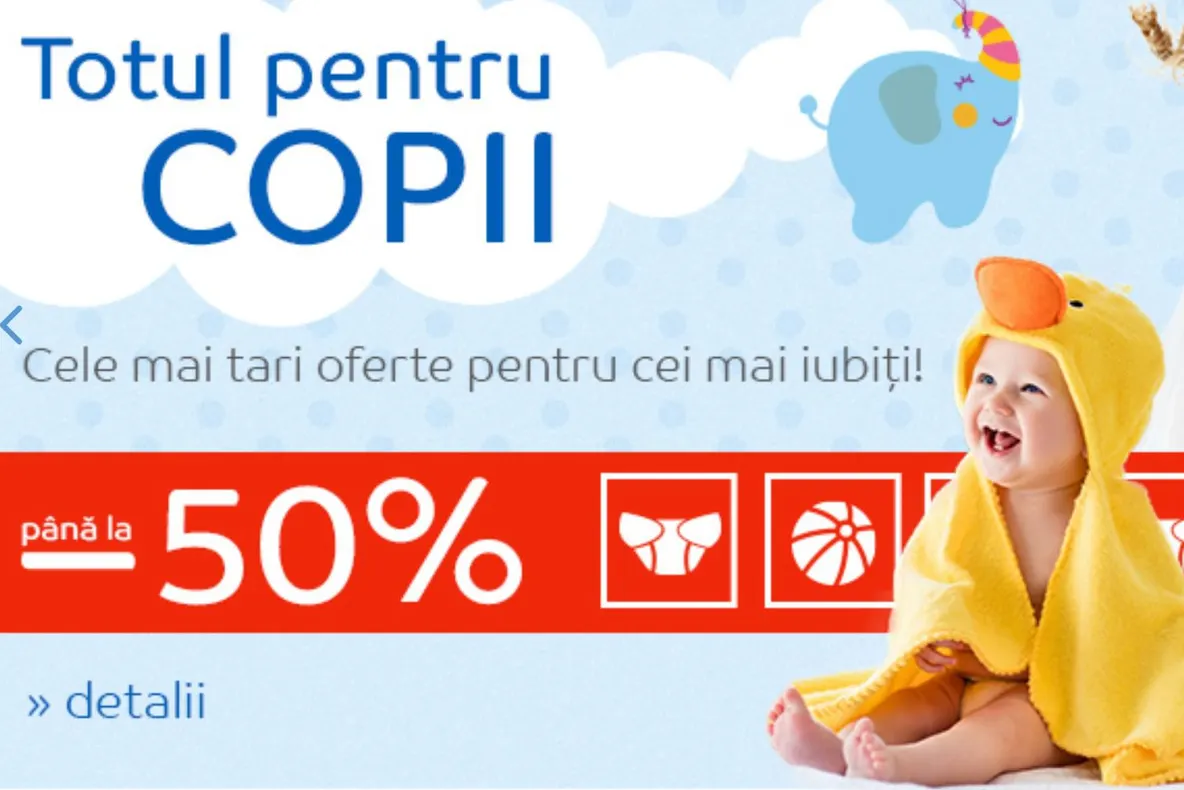 eMAG. Produse pentru bebelusi si copii. Zi speciala de reduceri pentru parinti