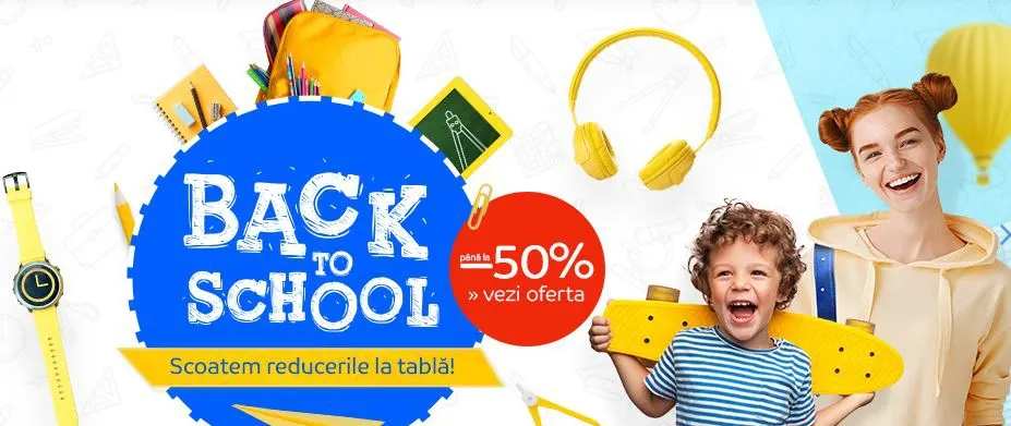 eMAG - Promotia Back to School aduce reduceri de pana la 50% pentru rechizite, carti si manuale