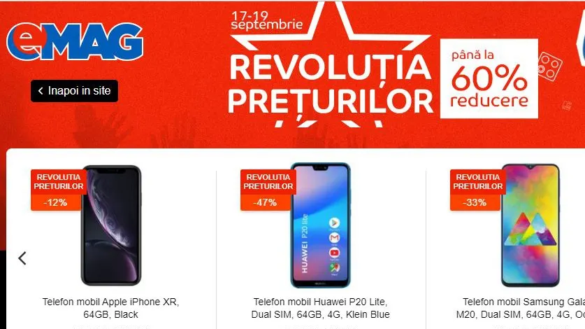 eMAG Revolutia Preturilor – Reducere de pana la 60%, promotia dureaza putin