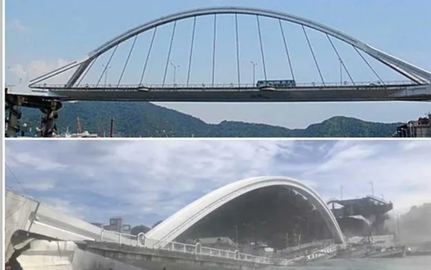 Video tulburător. Un pod de 104 metri se prăbușește în Taiwan