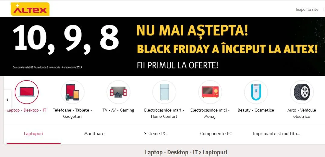 Altex a dat startul la Black Friday