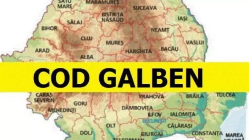 Avertizare COD GALBEN de la ANM - Fenomene extreme, pericol pentru soferi