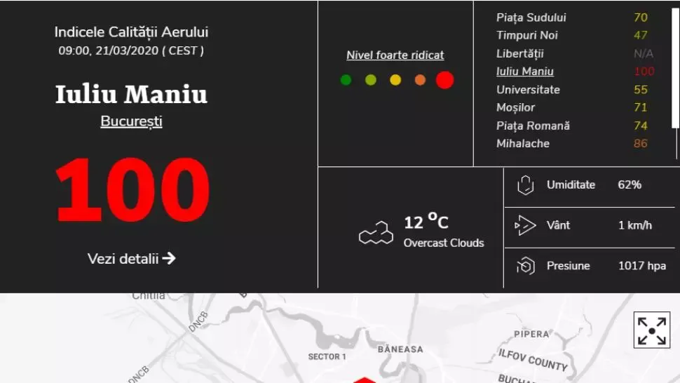 Nou nivel RIDICAT al poluării în Capitală. Cele mai ridicate grad de poluare înregistrat la stațiile de la Băneasa Nord, Expoziției și Iuliu Maniu