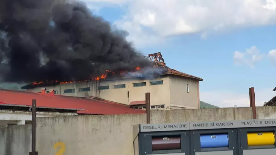 FOTO + VIDEO Incendiu de proporții la Piatra Neamț, la o fabrică de pâine