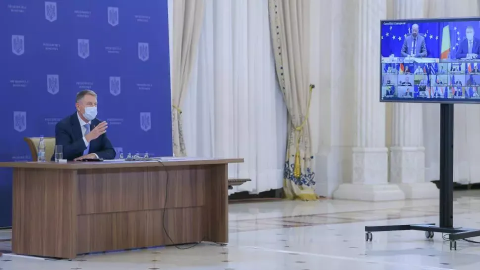 Klaus Iohannis, videoconferință cu membrii Consiliului European pe tema măsurilor privind gestionarea pandemiei de COVID-19