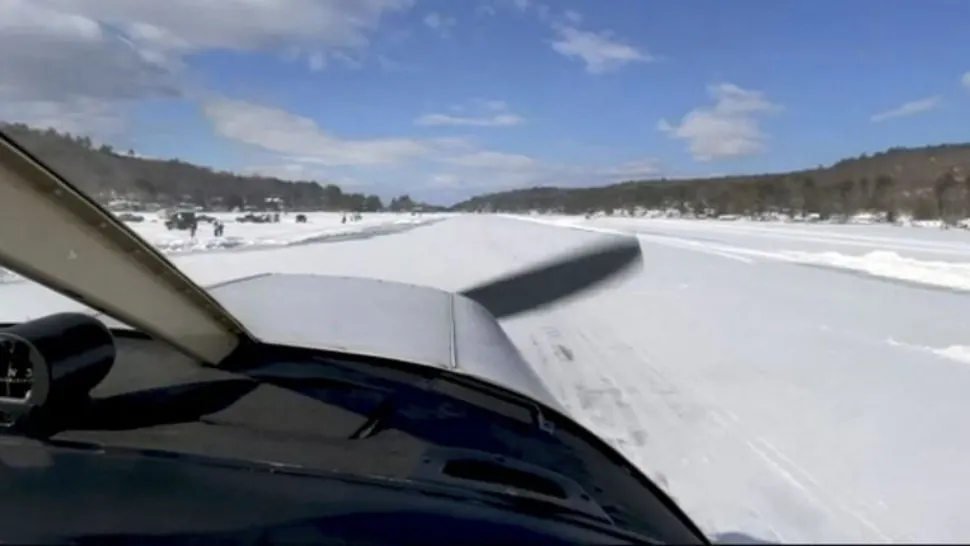 VIDEO | Un lac înghețat a fost transformat în pistă de avioane