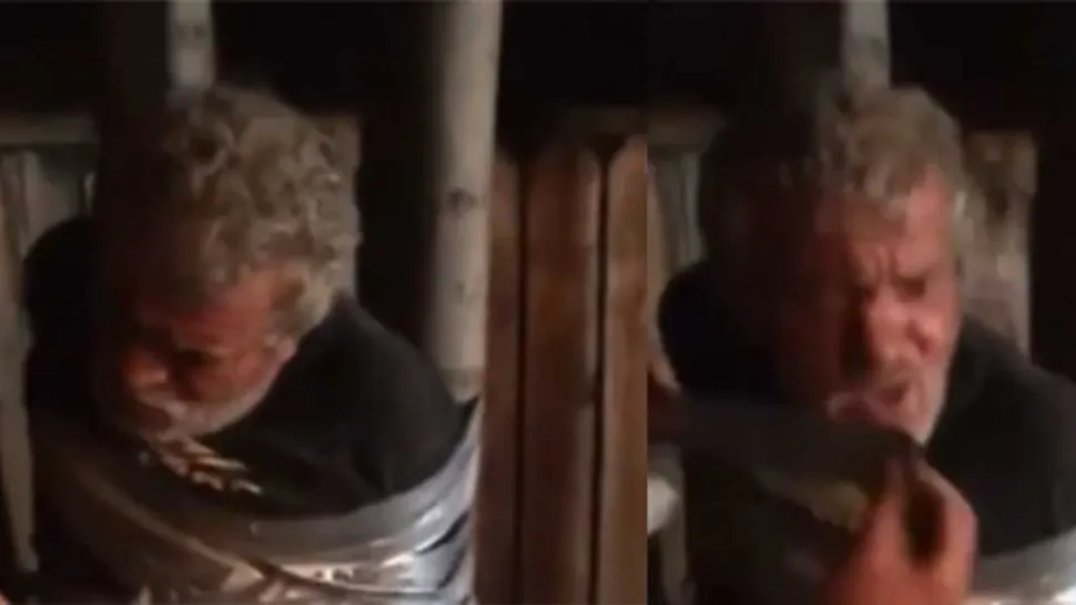Imagini revoltătoare, în Vaslui: bărbat legat cu bandă adezivă de un stâlp. Cinci tineri l-au umilit și au filmat totul - VIDEO
