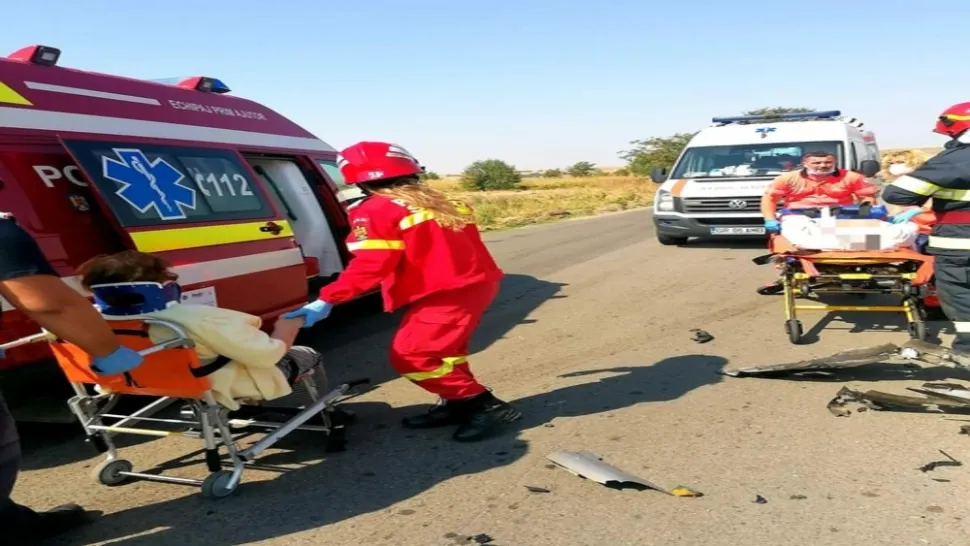 FOTO | Accident teribil, în Giurgiu: 4 victime, dintre care una încarcerată, în urma unui impact devastator