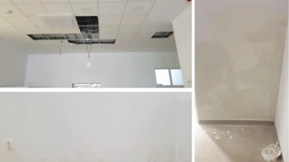 Infiltrații de apă în pereții și tavanul unui spital abia renovat: Pacienții, în PERICOL