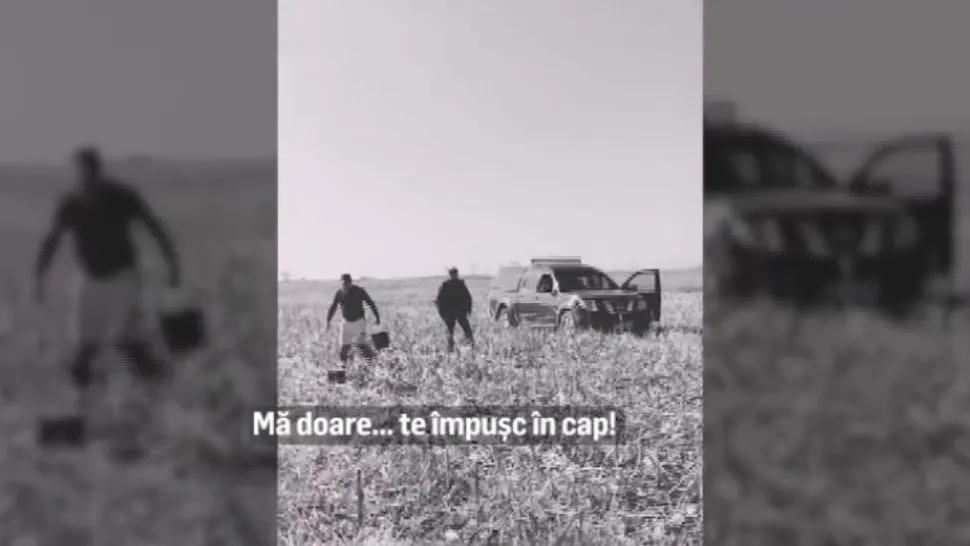 Scene șocante, pe un câmp din jud. Vrancea: un vânător a vrut să calce cu mașina localnicii veniți să strângă porumbul