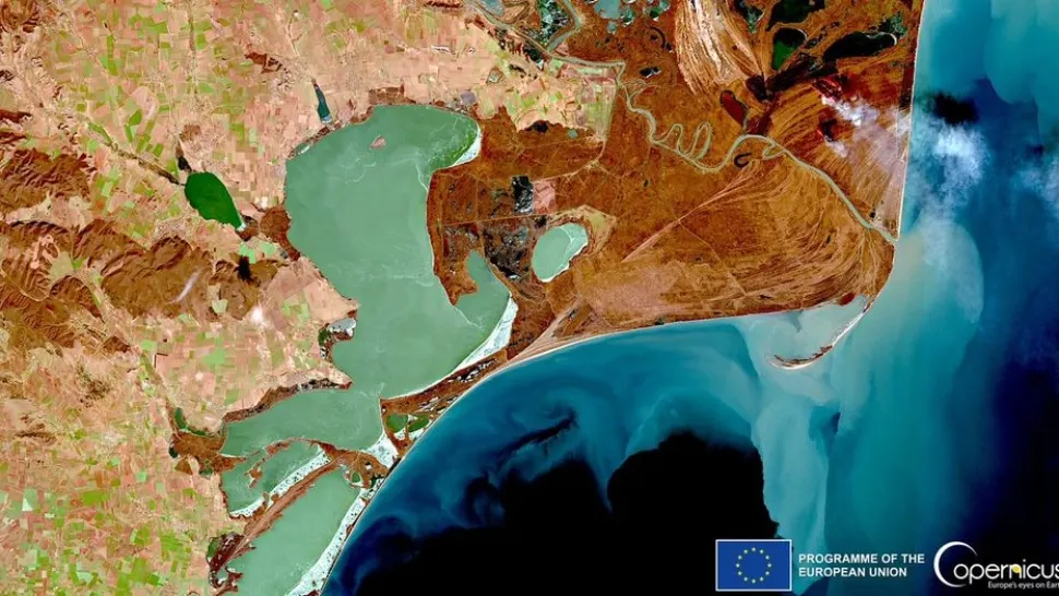 IMAGINE fabuloasă cu Delta Dunării văzută din spațiu - Ce se vede limpede pe harta României