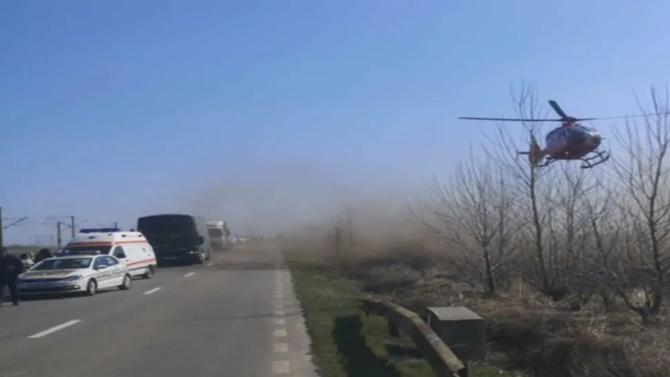 Accident CUMPLIT în Ialomița: 5 victime, între care 2 copii.  A intervenit elicopterul SMURD