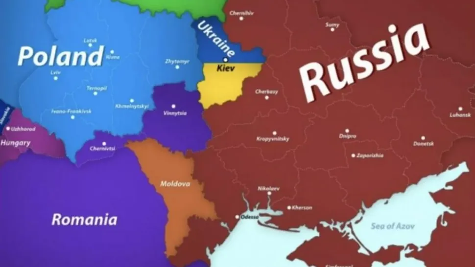 Medvedev a publicat o hartă în care Cernăuți revine României - Cum ar urma să fie împărțite teritoriile Ucrainei între Rusia, România și Polonia