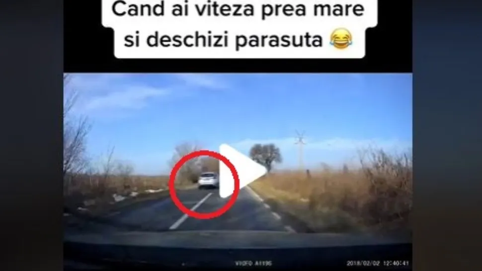VIDEO – Imagini halucinante de pe o șosea din România – S-a trezit depășit de o mașină cu…parașuta
