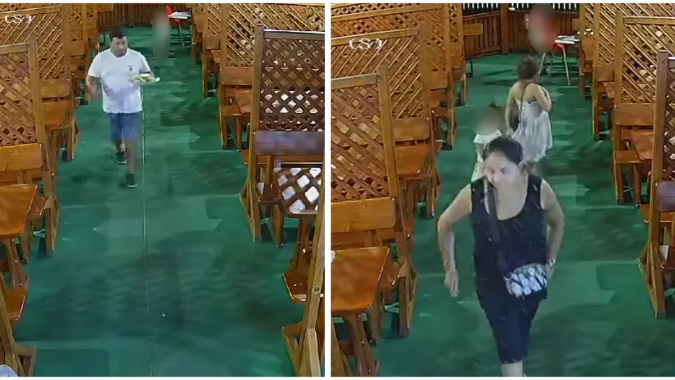 Au mâncat împreună cu cei trei copii la un restaurant și au plecat fără să plătească - VIDEO
